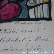 Load image into Gallery viewer, 1805 Antique Coloured Engraving of Stained Glass William Fowler York Cathedral
