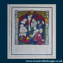 Load image into Gallery viewer, GEORGIAN Hand-Coloured Engraving; c 1805. Published by William Fowler. York Cathedral. Rare Medieval Stained Glass Window Print
