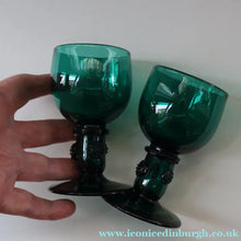 Load image into Gallery viewer, Antique Pair of Small Bristol Green 18th Century Hand-Blown Glass Roemers
