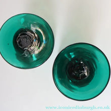 Load image into Gallery viewer, Antique Pair of Small Bristol Green 18th Century Hand-Blown Glass Roemers
