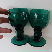 Load image into Gallery viewer, Antique Pair of Small Bristol Green 18th Century Hand-Blown Glass Roemers

