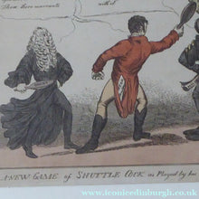 Load image into Gallery viewer, Georgian 19th Century Satirical Print. A New Game of Shuttlecock
