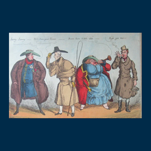 Load image into Gallery viewer, Framed. William Heath ORIGINAL Georgian Satirical Print entitled: A Quartette in Character. King George IV Etc.
