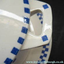 Load image into Gallery viewer, GERMAN ART DECO Waechtersbach Small Lidded Dish and Plate Stand: with Simple Blue and White Checked Rim
