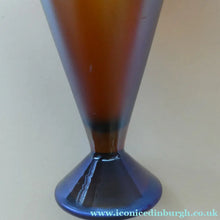 Load image into Gallery viewer, German WMF "Myra Kristal" Glass Trumpet Shape Vase with Stunning Blue and Gold Iridescent Lustres
