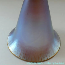 Load image into Gallery viewer, German WMF "Myra Kristal" Glass Trumpet Shape Vase with Stunning Blue and Gold Iridescent Lustres

