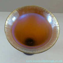 Load image into Gallery viewer, German WMF "Myra Kristal" Glass Trumpet Shape Vase with Stunning Blue and Gold Iridescent Lustres
