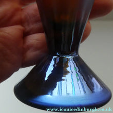 Load image into Gallery viewer, German WMF "Myra Kristal" Glass Trumpet Shape Vase with Stunning Blue and Gold Iridescent Lustres
