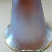 Load image into Gallery viewer, German WMF "Myra Kristal" Glass Trumpet Shape Vase with Stunning Blue and Gold Iridescent Lustres
