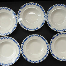 Load image into Gallery viewer, Six GERMAN ART DECO Waechtersbach Small Dessert Bowls: with Simple Blue and White Checked Rim
