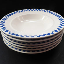 Load image into Gallery viewer, Six GERMAN ART DECO Waechtersbach Small Dessert Bowls: with Simple Blue and White Checked Rim
