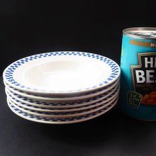Load image into Gallery viewer, Six GERMAN ART DECO Waechtersbach Small Dessert Bowls: with Simple Blue and White Checked Rim
