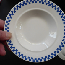 Load image into Gallery viewer, Six GERMAN ART DECO Waechtersbach Small Dessert Bowls: with Simple Blue and White Checked Rim
