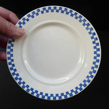 Load image into Gallery viewer, Six GERMAN ART DECO Waechtersbach Side Plates: with Simple Blue and White Checked Rim 

