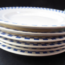 Load image into Gallery viewer, Six GERMAN ART DECO Waechtersbach Side Plates: with Simple Blue and White Checked Rim 

