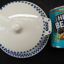 Load image into Gallery viewer, GERMAN ART DECO Waechtersbach Small Lidded Dish and Plate Stand: with Simple Blue and White Checked Rim

