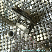 Load image into Gallery viewer, Glittery Vintage SILVER Glomesh Disco Evening Clutch Bag or Purse. Fancy Diamante Clasp Detail
