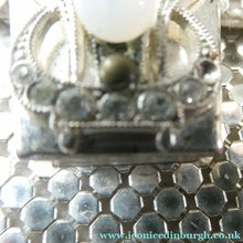 Load image into Gallery viewer, Glittery Vintage SILVER Glomesh Disco Evening Clutch Bag or Purse. Fancy Diamante Clasp Detail
