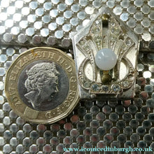 Load image into Gallery viewer, Glittery Vintage SILVER Glomesh Disco Evening Clutch Bag or Purse. Fancy Diamante Clasp Detail
