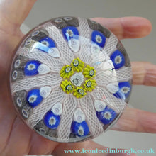 Load image into Gallery viewer, LARGE Scottish Glass. Strathearn Millefiori Canes and Latticino Ten Spoke Paperweight
