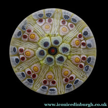 Load image into Gallery viewer, Gorgeous Pastel Colours. Scottish Strathearn Millefiori Canes and Latticino Nine Spoke Paperweight
