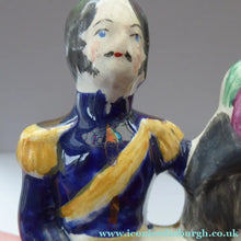 Load image into Gallery viewer, Rare Pair of STAFFORDSHIRE FIGURES. The Duke and Duchess of Cambridge on Horseback
