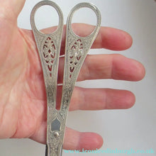 Load image into Gallery viewer,  Victorian SOLID SILVER Grape Scissors  in Fitted Leather Case
