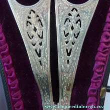 Load image into Gallery viewer,  Victorian SOLID SILVER Grape Scissors  in Fitted Leather Case
