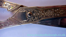 Load image into Gallery viewer,  Victorian SOLID SILVER Grape Scissors  in Fitted Leather Case
