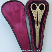 Load image into Gallery viewer,  Victorian SOLID SILVER Grape Scissors  in Fitted Leather Case
