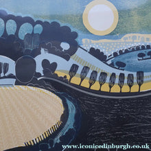 Load image into Gallery viewer, LARGE 1960s Linocut by GRAHAM CLARKE (b. 1944). Entitled "Behind Shoreham". Pencil Signed
