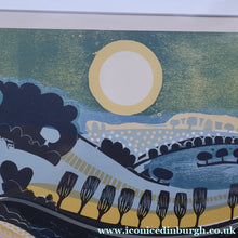 Load image into Gallery viewer, LARGE 1960s Linocut by GRAHAM CLARKE (b. 1944). Entitled "Behind Shoreham". Pencil Signed
