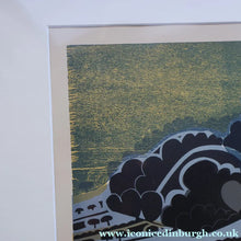 Load image into Gallery viewer, LARGE 1960s Linocut by GRAHAM CLARKE (b. 1944). Entitled "Behind Shoreham". Pencil Signed
