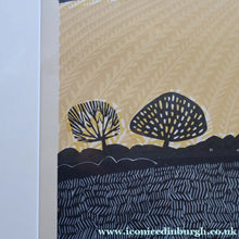 Load image into Gallery viewer, LARGE 1960s Linocut by GRAHAM CLARKE (b. 1944). Entitled "Behind Shoreham". Pencil Signed

