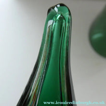 Load image into Gallery viewer, TALL Emerald Green Glass GENIE Vase with Original Hollow Hand Blown Stopper. 24 inches

