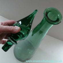 Load image into Gallery viewer, TALL Emerald Green Glass GENIE Vase with Original Hollow Hand Blown Stopper. 24 inches

