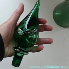 Load image into Gallery viewer, TALL Emerald Green Glass GENIE Vase with Original Hollow Hand Blown Stopper. 24 inches
