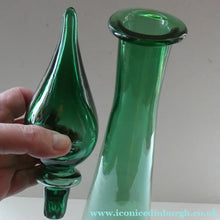 Load image into Gallery viewer, TALL Emerald Green Glass GENIE Vase with Original Hollow Hand Blown Stopper. 24 inches
