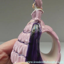 Load image into Gallery viewer, Group of SIX Carlton Ware Crinoline Lady Ceramic Napkin Rings, c 1935
