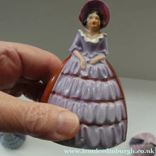 Load image into Gallery viewer, Group of SIX Carlton Ware Crinoline Lady Ceramic Napkin Rings, c 1935
