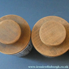 Load image into Gallery viewer, Group of SIX Vintage 1960s HORNSEA POTTERY Larger Size SPICE JARS Stylish C-Scroll Pattern
