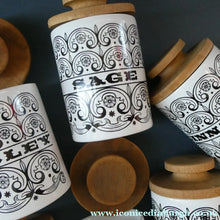 Load image into Gallery viewer, Group of SIX Vintage 1960s HORNSEA POTTERY Larger Size SPICE JARS Stylish C-Scroll Pattern
