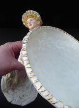 Load image into Gallery viewer, Antique ROYAL WORCESTER James Hadley Figurine after Kate Greenaway. Lady Carrying a Large Wicket Basket; c 1902
