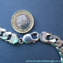 Load image into Gallery viewer, Heavy Sterling Silver Flat Curb Linked Chain. Marked 925 on the Claw Catch
