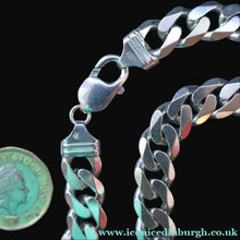 Load image into Gallery viewer, Heavy Sterling Silver Flat Curb Linked Chain. Marked 925 on the Claw Catch
