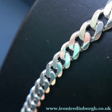 Load image into Gallery viewer, Heavy Sterling Silver Flat Curb Linked Chain. Marked 925 on the Claw Catch
