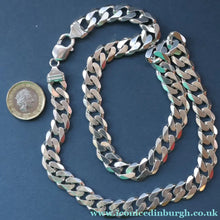 Load image into Gallery viewer, Heavy Sterling Silver Flat Curb Linked Chain. Marked 925 on the Claw Catch
