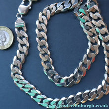 Load image into Gallery viewer, Heavy Sterling Silver Flat Curb Linked Chain. Marked 925 on the Claw Catch
