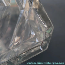 Load image into Gallery viewer, Heavy Square Cut EDINBURGH CRYSTAL Decanter with Faceted Heavy Globe Stopper. STAR OF EDINBURGH. 10 inches - VINTAGE
