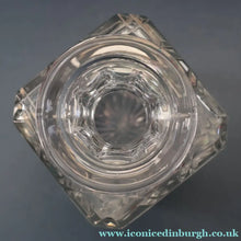 Load image into Gallery viewer, Heavy Square Cut EDINBURGH CRYSTAL Decanter with Faceted Heavy Globe Stopper. STAR OF EDINBURGH. 10 inches
